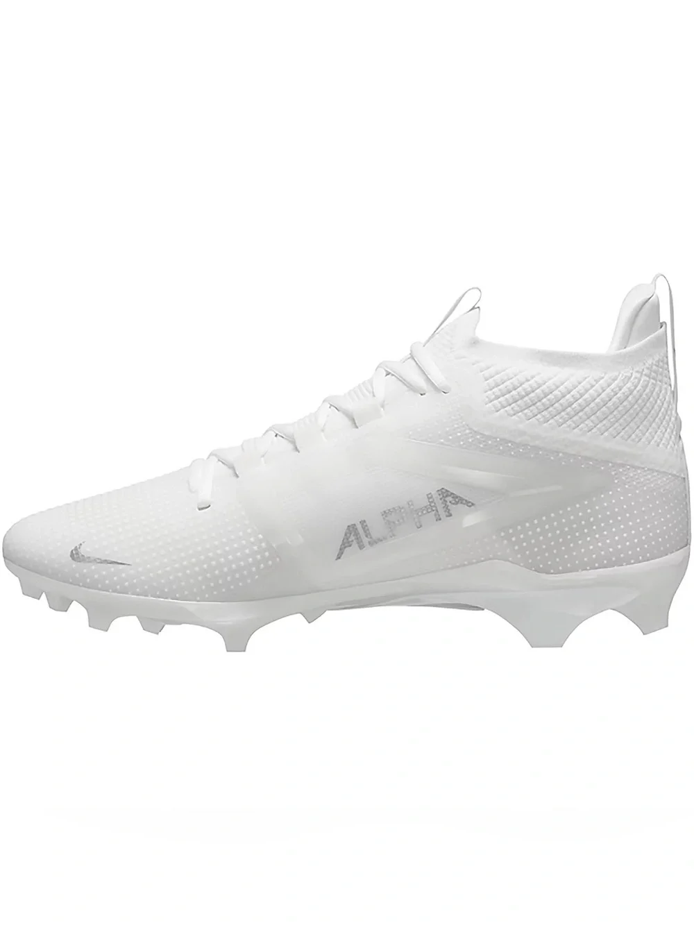 Nike Alpha Menace 4 Elite White/Metallic Silver Men's Football Cleat: FD7036-101